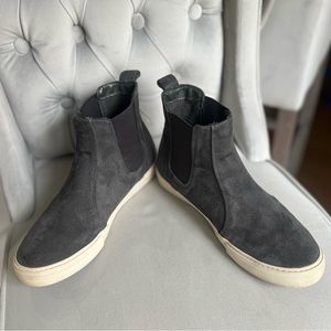 Banana Republic Mens Sz.10.5 High Top Solid Slip On Charcoal Sneakers, 489933